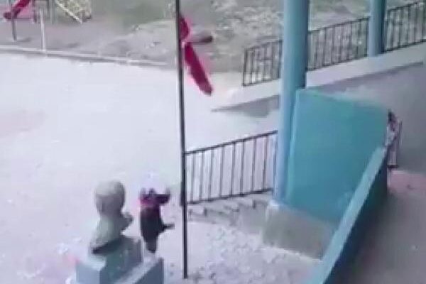 Koyun otlatan çocuğun bayrak hassasiyeti takdir topladı