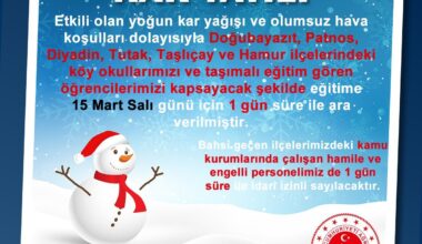 Ağrı’da eğitime kar engeli