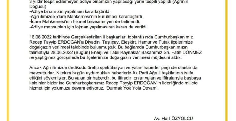 Ak Parti Ağrı İl Başkanlığı istifa haberlerine ilişkin açıklama yaptı