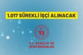 Gençlik ve Spor Bakanlığı 1.017 Sürekli İşçi alacak