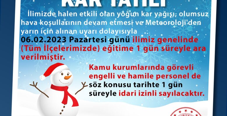 Ağrı’da okullar yarın tatil